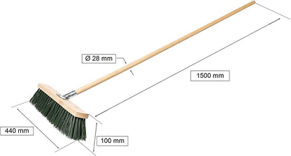 SCOPA SPAZZOLONE INDUSTRIALE IN PVC PER ESTERNI GRANDI SUPERFICI COMPLETO DI MANICO IN LEGNO SPESSORE Ø 28 mm
