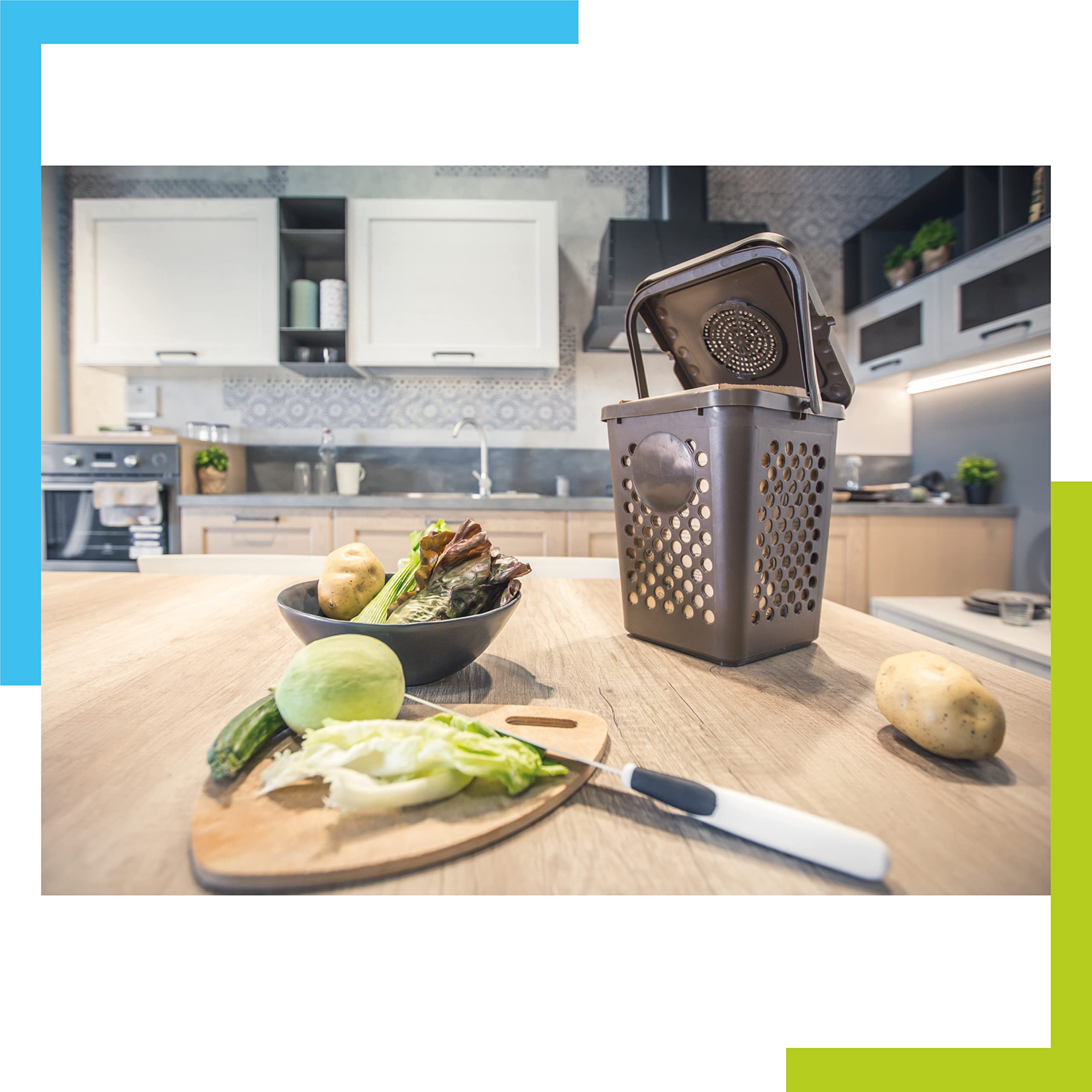 Poubelle perforée pour le tri sélectif, ouverture type livre