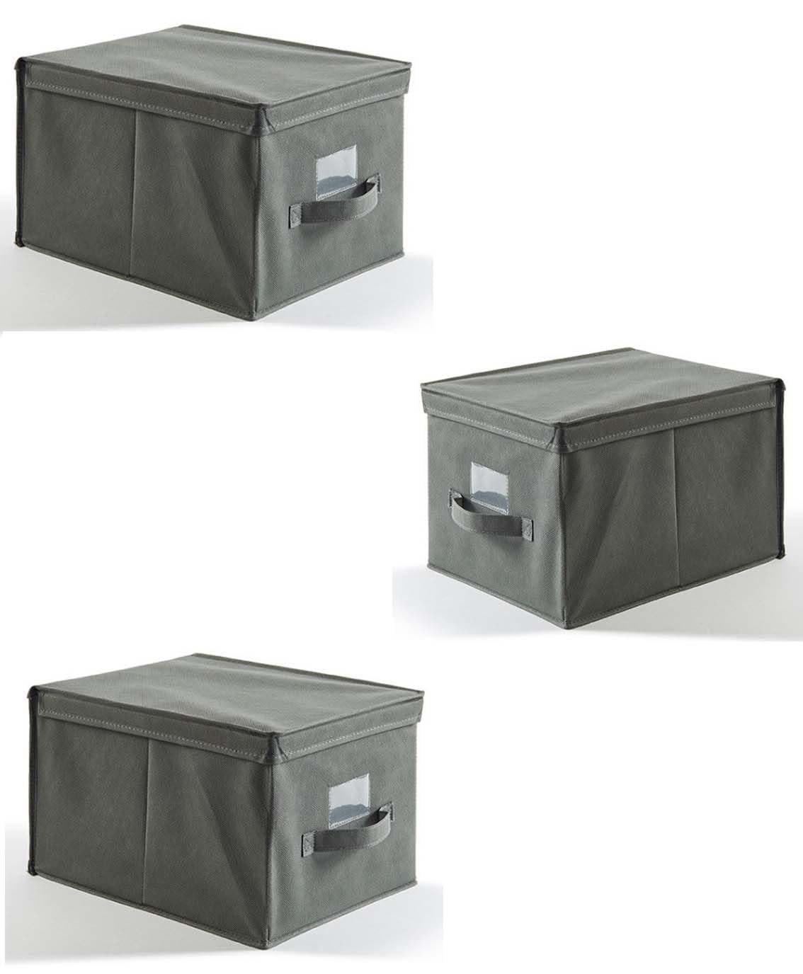Set 3 Scatole Portaoggetti Pieghevoli con Coperchio