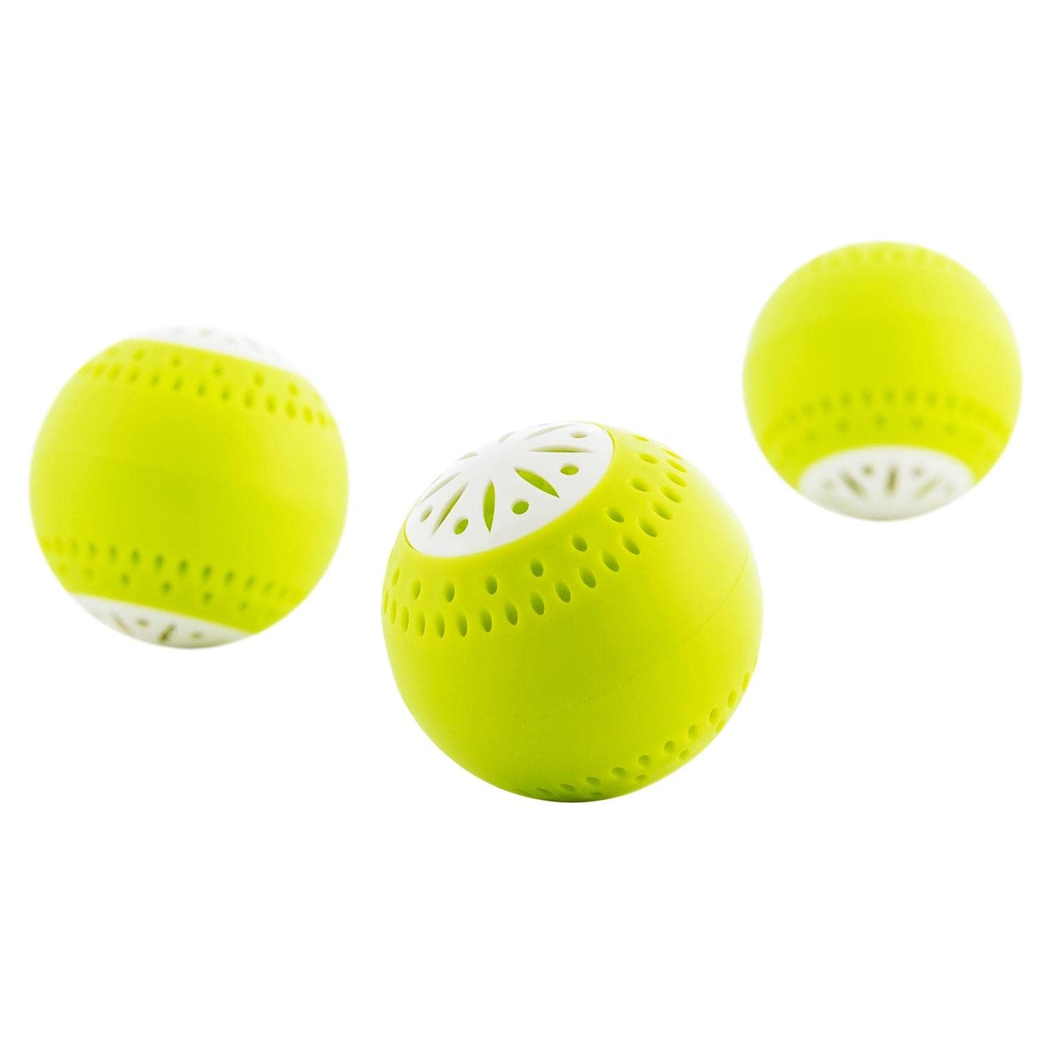 InnovaGoods - 3 boules écologiques pour réfrigérateur, prolongent la fraîcheur des aliments, neutralisent les odeurs, écologiques, ABS et charbon actif, jaunes, 5 x 5 x 5 cm