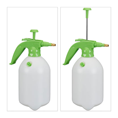 Spruzzatore a Pressione da 2 Litri, Ugello Regolabile, Nebulizza Acqua e Diserbante, da Giardino, Bianco Verde