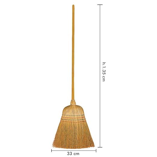 FercasaShop® Outdoor Cleaning Set, Coconut Fiber Broom with Wooden Handle and Galvanized Dustpan, for Garden and Yard
