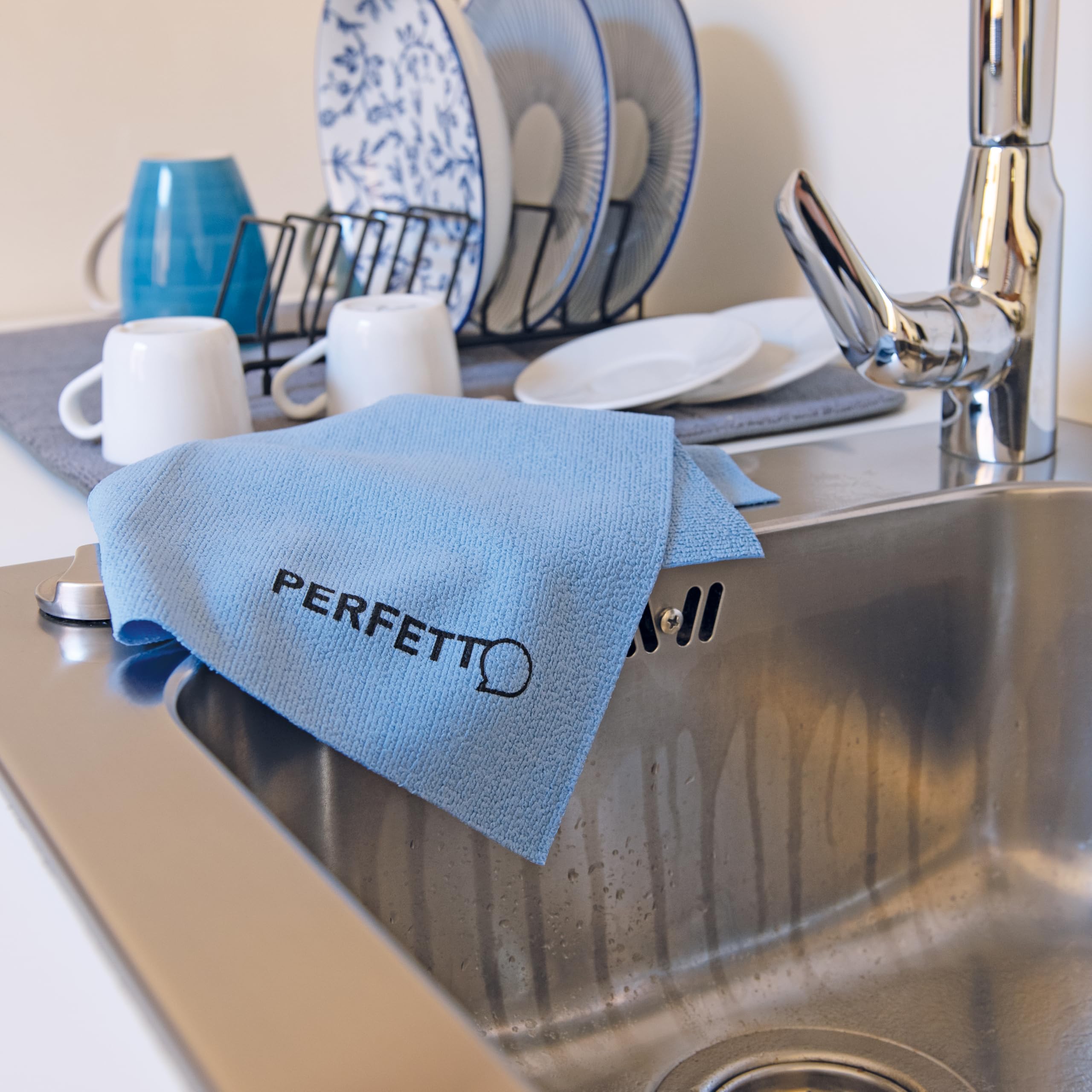 Perfetto Extreme Multipurpose Cloth for Steel/Glass, Fabric, Blue, 36x32x0.5 cm