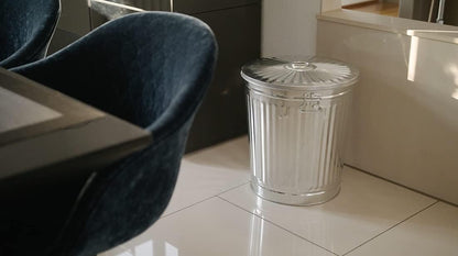 Bidone Rifiuti Zinco 35L con Coperchio Ø37cm | Pattumiera Resistente