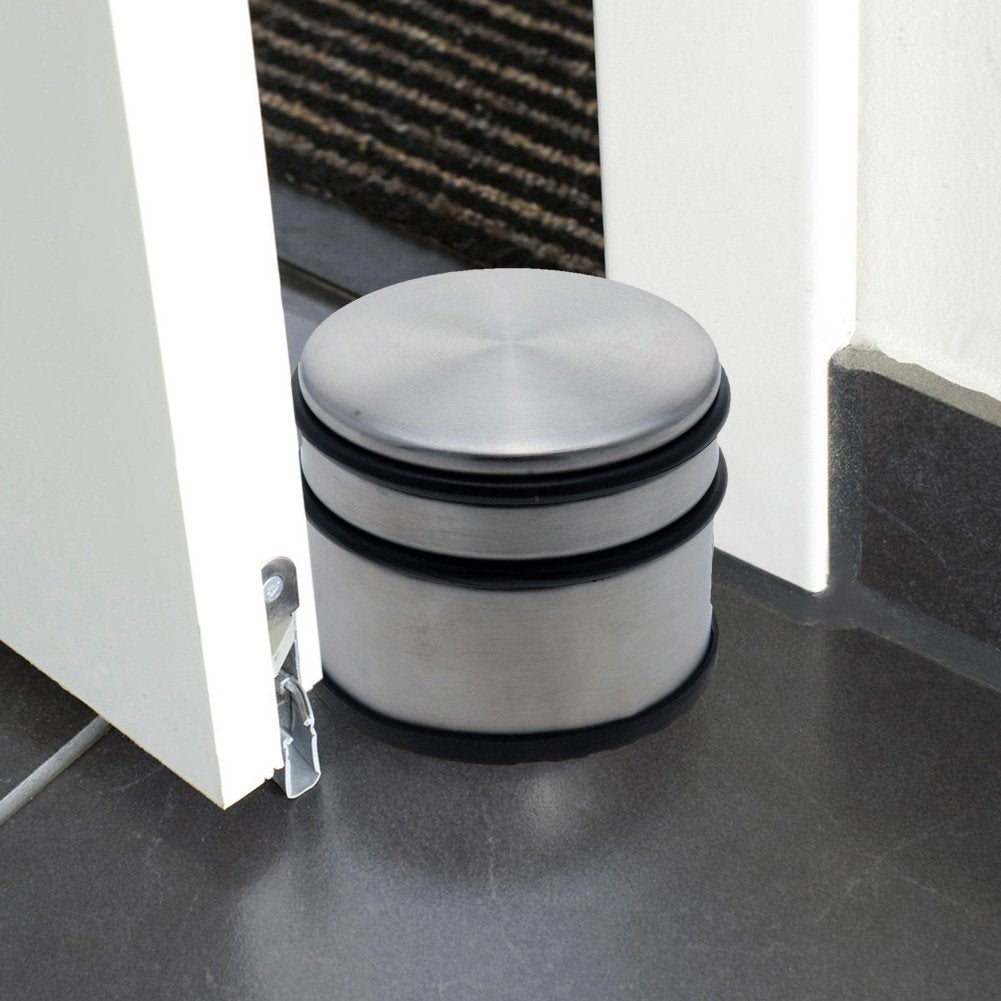 Fermaporta Blocca Porte in Acciaio Inox - Fermaporta da Pavimento con Gomma Antigraffio 1.1kg