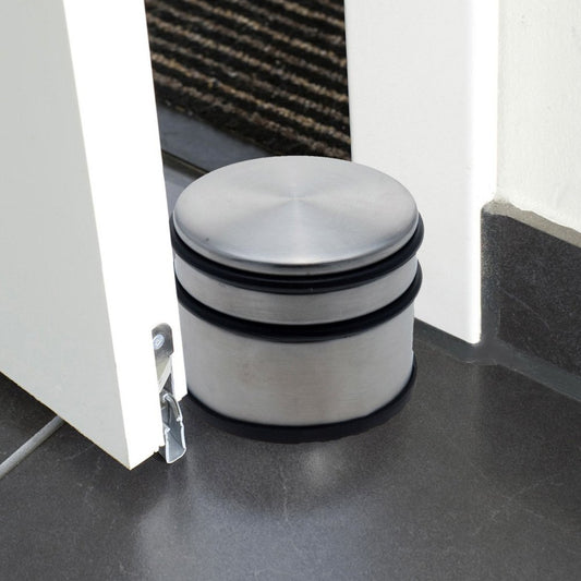 Fermaporta Blocca Porte in Acciaio Inox - Fermaporta da Pavimento con Gomma Antigraffio 1.1kg