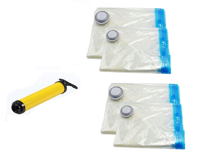 Sacchetti Sottovuoto per Vestiti,Piumomi;Coperte,Cuscini e Biancheria,Set da 2 Pezzi (1 XXL 130X74 cm.+1 L 86X50 cm.) con Pompa Manuale in Omaggio