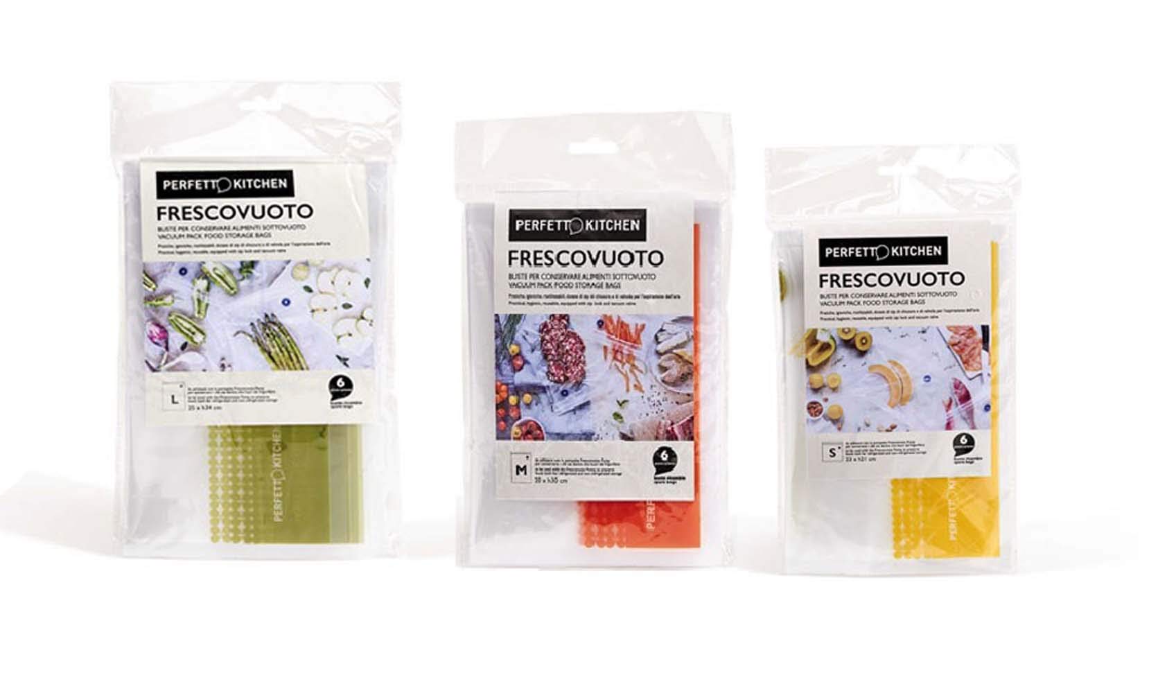 18 PZ. PERFETTO KITCHEN FRESCOVUOTO busta sottovuoto 6 mis.S+6 mis.M + 6 mis.L