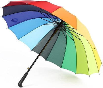 Ombrello Arcobaleno, 16 Stecche, Multicolore, Antivento,Leggero, Unisex