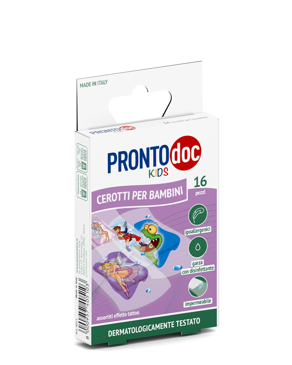 3 Confezione Scatola 16 CEROTTI KIDS Tatoo| Pronto Doc