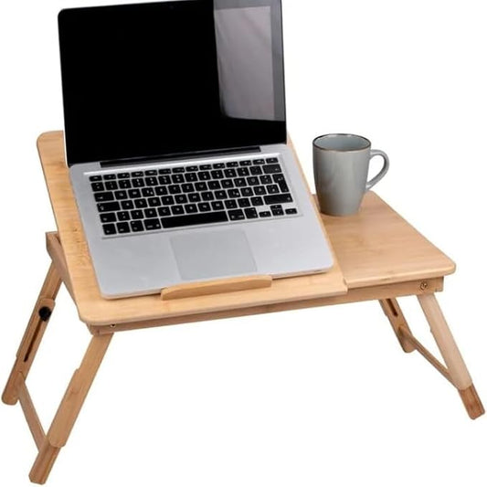 Tavolino Porta Tablet Vassoio Regolabile in Bambù per Letto e Divano