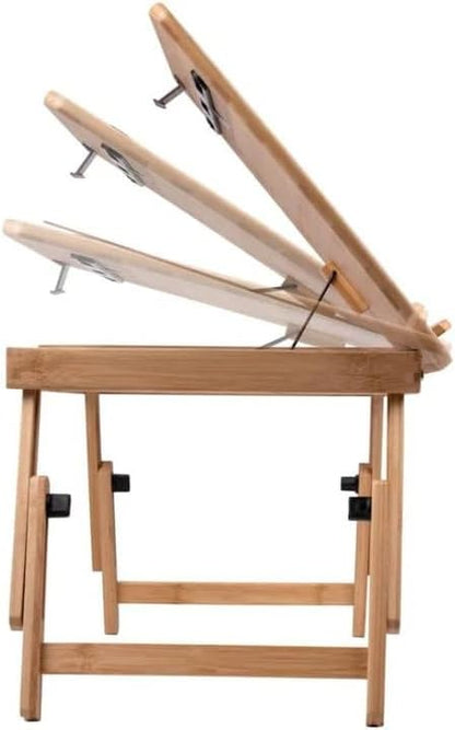 Tavolino Porta Tablet Vassoio Regolabile in Bambù per Letto e Divano