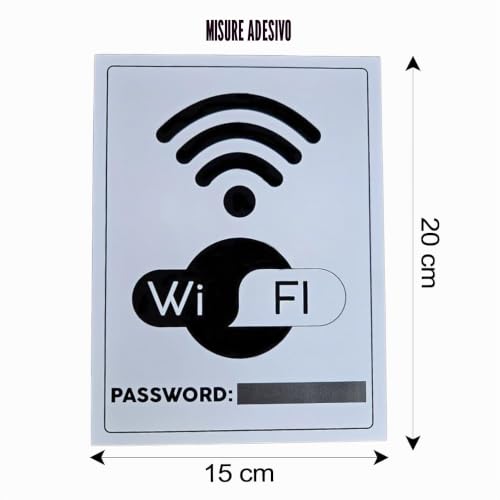 Cartello Adesivo WiFi con Password | Set 3 Pz. per Ristoranti, Hotel e Uffici
