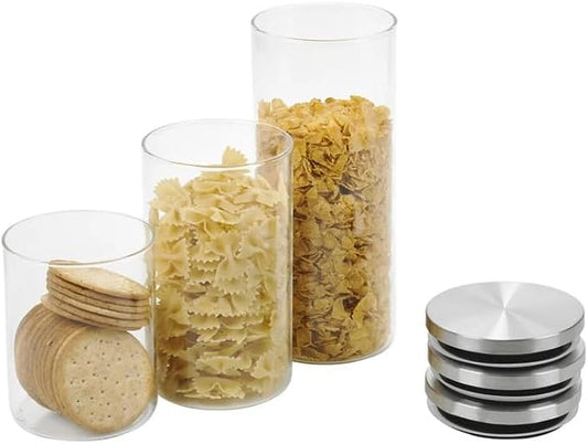 Ensemble de 3 bocaux en verre hermétiques avec couvercle en métal 650 ml, 950 ml et 1400 ml - Récipients de cuisine