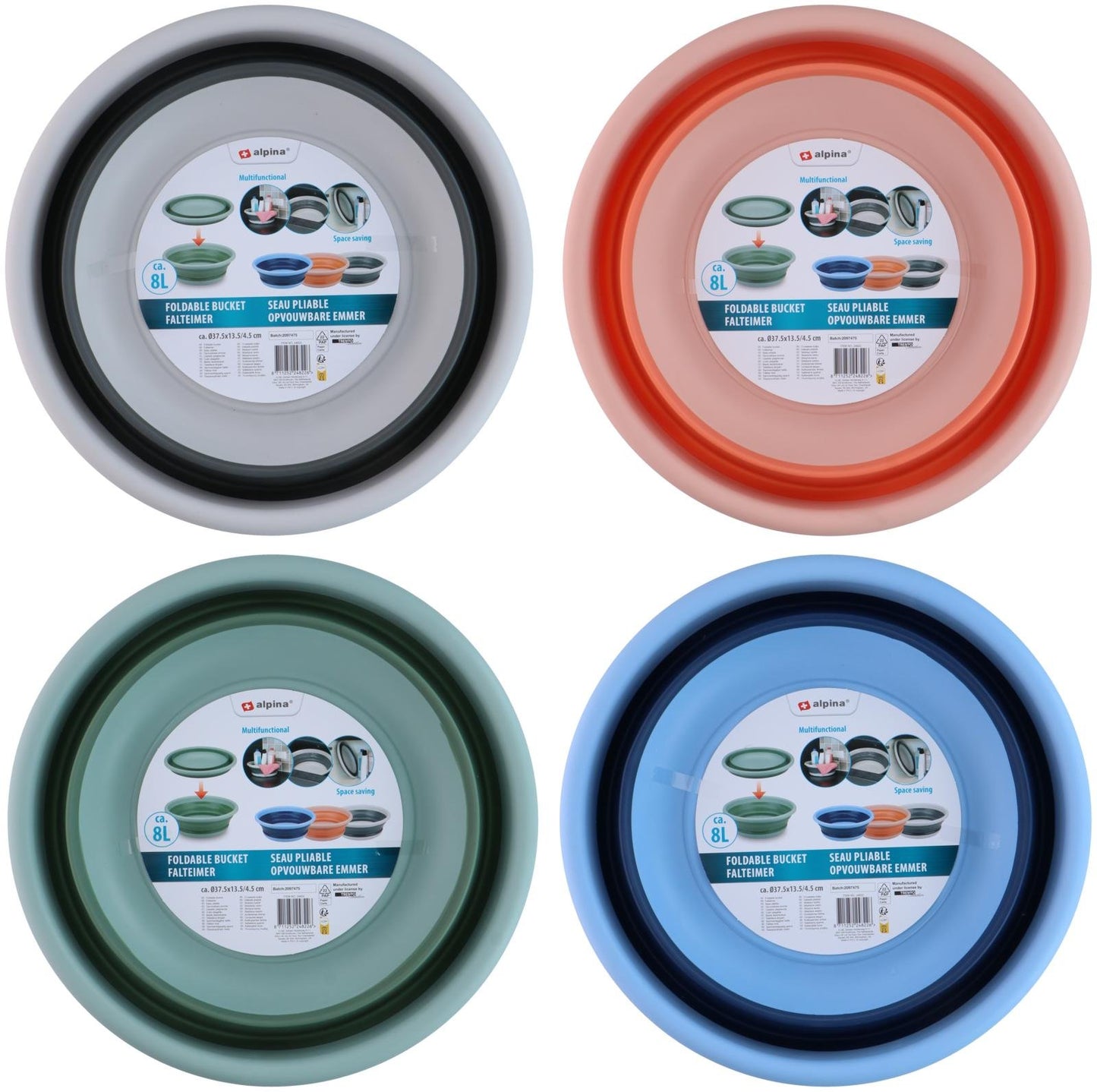 Bacinella Pieghevole Salvaspazio 8L - Secchio Multiuso ALPINA