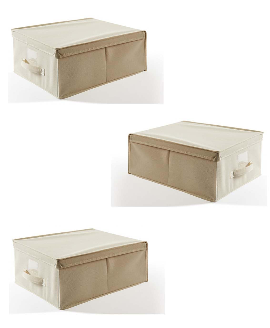 Set 3 Scatole Portaoggetti Pieghevoli con Coperchio