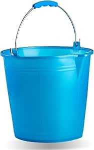 Secchio Plastica Blu con Becco Versatore 7-15L | Manico Ferro Zincato | Made in Italy