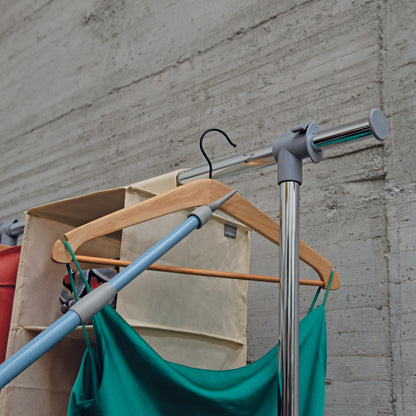 Painted Metal Wardrobe Rod with Lift and Drop-Down System, 150 cm