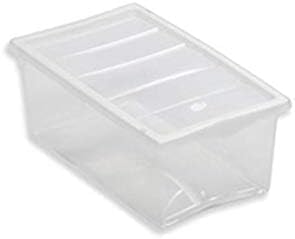 Contenitori in Plastica con Coperchio Box M, Neutro, Ideali per Vestiti e come Portaoggetti, Adatti per Armadi e Garage, 42x35x18 cm