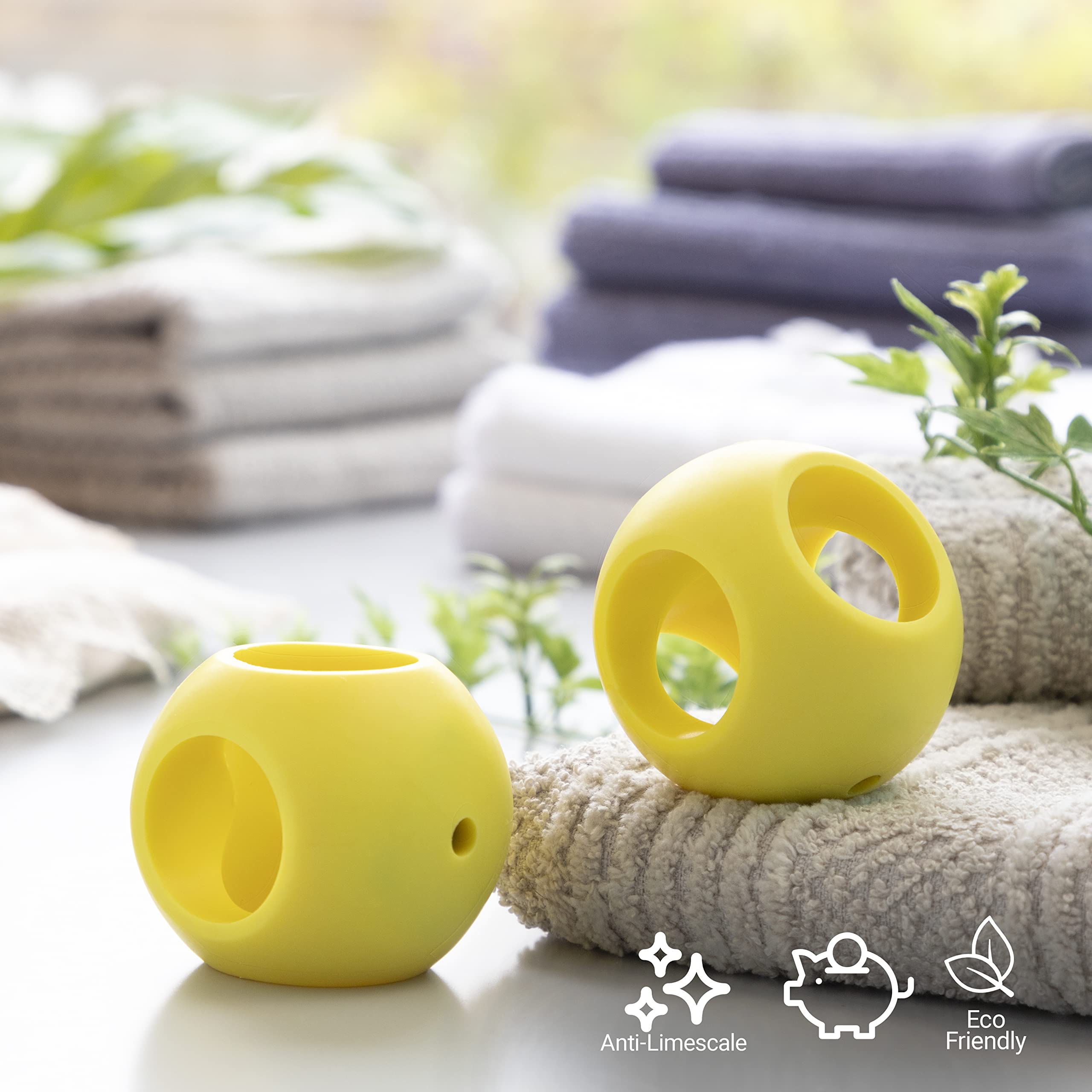 InnovaGoods - Set di 2 Sfere Magnetiche Anticalcare Ioclean, Eco-Friendly, Riutilizzabile, Risparmio Energetico, Ideale per Lavatrici e Lavastoviglie, Giallo, Plastico