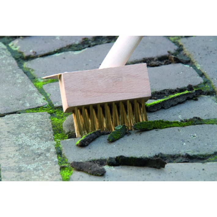 FOFO' STEEL WIRE GARDEN GROUT BRUSH FOR REMOVING WEEDS AND MOSS with 36 CM WOODEN HANDLE, PACK OF 2