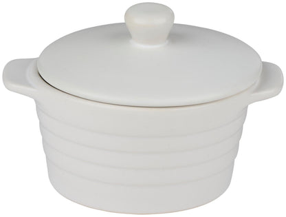 Set 2 Mini Casseruole con Coperchio 13x10cm 210ml - Tegami Individuali Forno Ceramica Porcellana - Ideali Porzioni Singole Dessert Gratinati