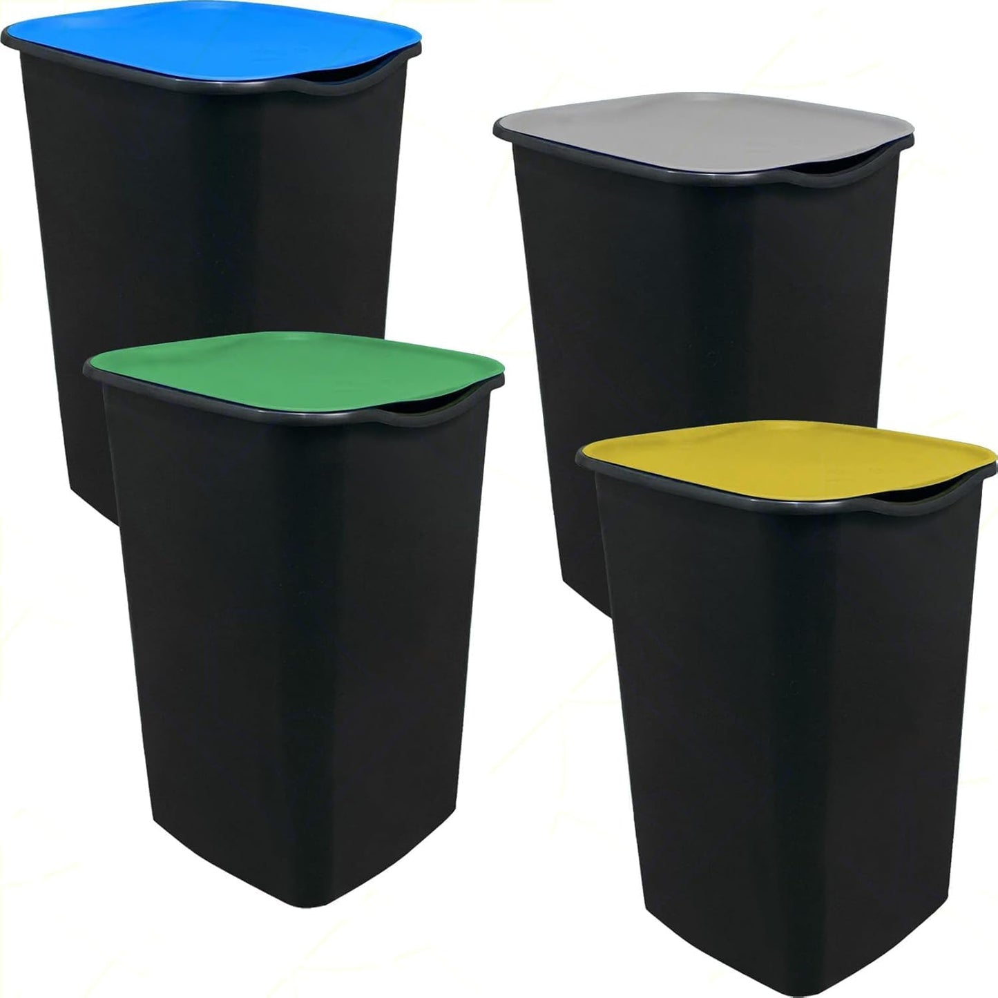 Set 4 Pattumiere Raccolta Differenziata 50L con Coperchio + 30 Sacchi Omaggio - Kit Completo 200L