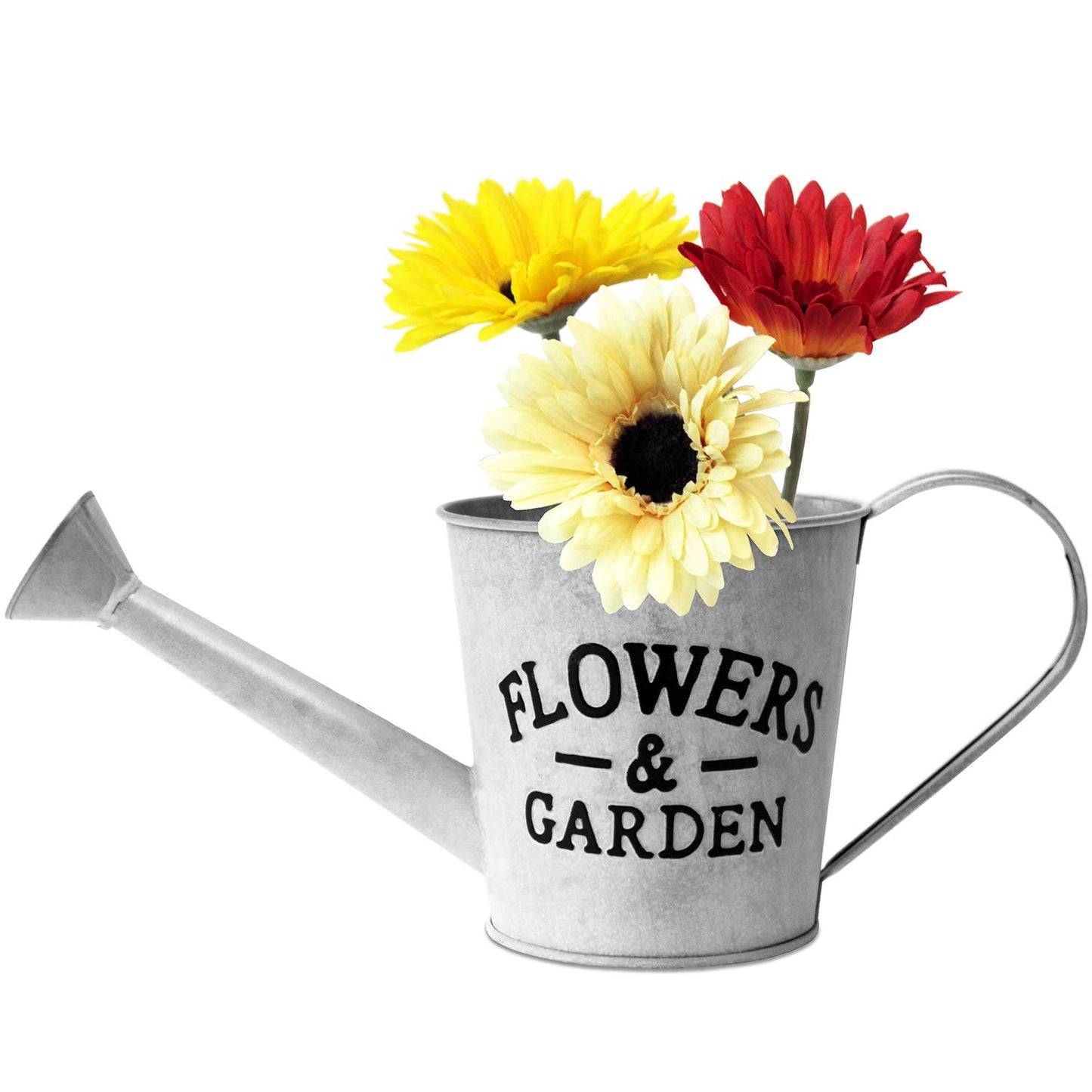 Arrosoir décoratif vintage Fleurs et Jardin 37 x 15 cm - Métal gris