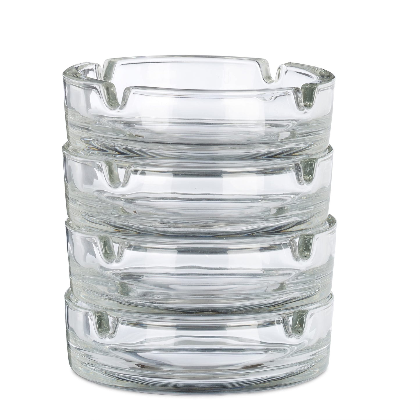 Set da 4 Posacenere in Vetro, Porta Cenere per Casa e Bar, Supporto per Sigarette, HxD: 3,5x11 cm, Trasparente