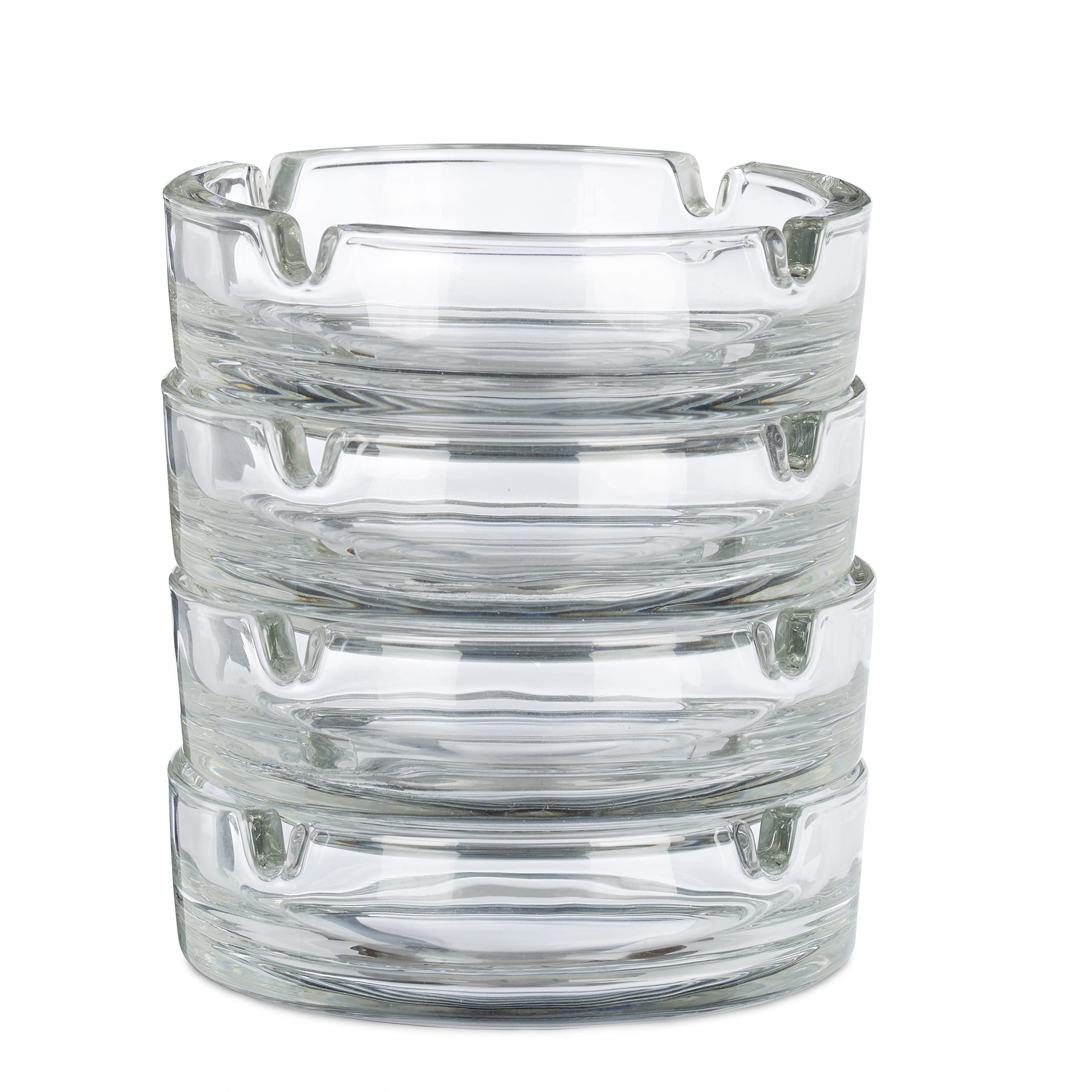 Set 4 Posacenere Vetro Ø11cm Trasparenti 4 Incavi