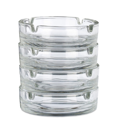 Set da 4 Posacenere in Vetro, Porta Cenere per Casa e Bar, Supporto per Sigarette, HxD: 3,5x11 cm, Trasparente