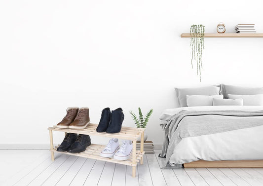 Scarpiera in legno a 2 ripiani