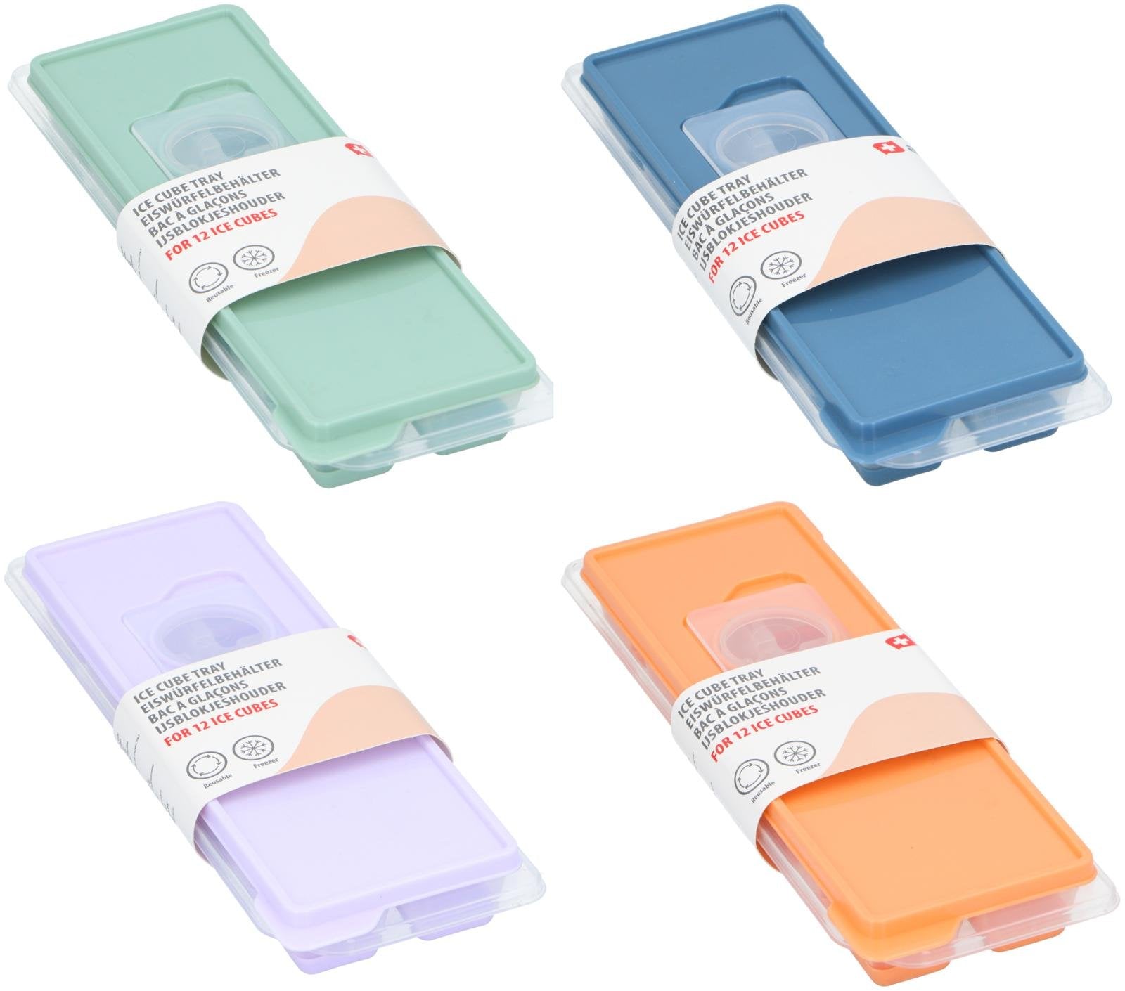 Stampo Ghiaccio Silicone con Coperchio 12 Cubetti - Vaschetta Formaghiaccio Colorata