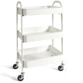 Chariot à linge en métal à 3 niveaux avec roulettes - Organisateur multifonctionnel blanc 43 x 30 x 80 cm