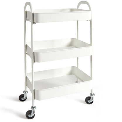 Carrello Metallo Lavanderia/Cucina con Ruote Coll. Lino - Bianco