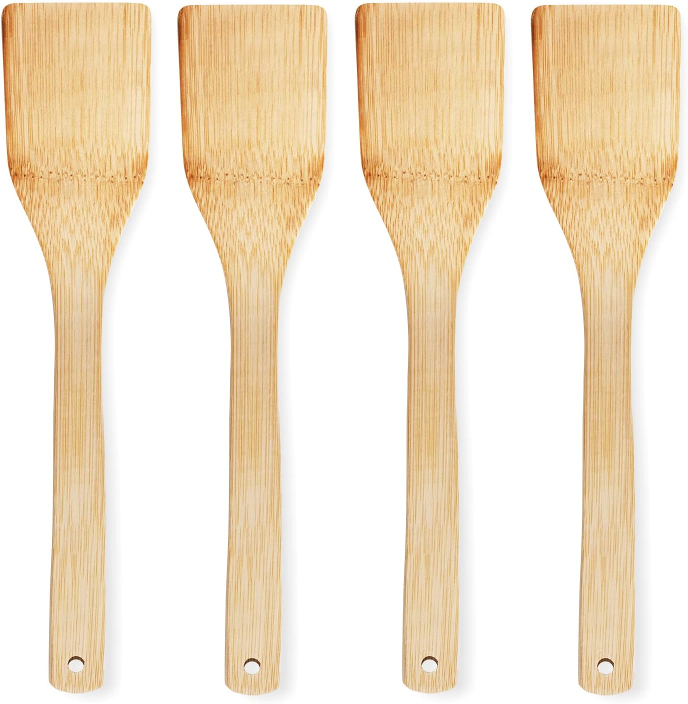 Set di 4 Spatole da Cucina in Bambù Naturale 30cm - Ecologica, Resistente al Calore, Antigraffio