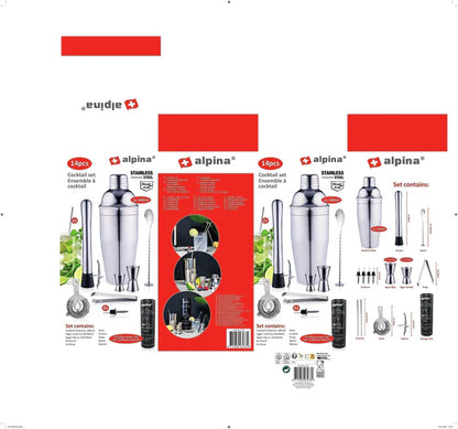 Cocktail Shaker  Set da complet 14 pezzi acciaio inox