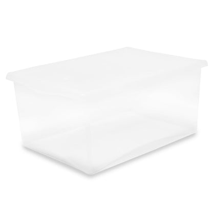 Magnifiques et robustes boîtes de rangement en plastique avec couvercle en forme de L, couleur neutre, idéales pour les vêtements et le rangement, conviennent aux armoires et aux garages, 55 × 39 × 25 cm