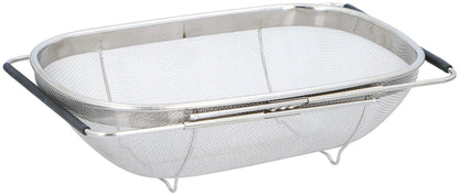 Colino in acciaio inox per lavello, scolapasta estraibile con manici, 33 x 23,5 x 10 cm, filtro per lavello, filtro per la pasta, colore argento