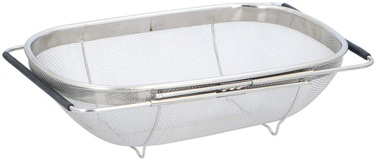 Colino in acciaio inox per lavello, scolapasta estraibile con manici, 33 x 23,5 x 10 cm, filtro per lavello, filtro per la pasta, colore argento