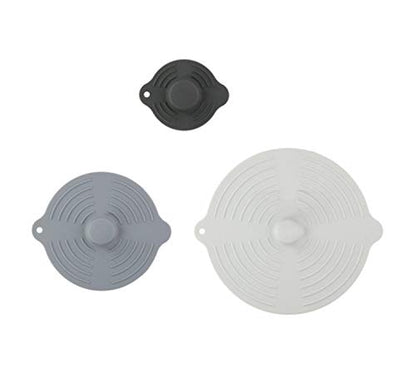 Lot de 3 couvercles universels en silicone Alpina, multicolores - Effet ventouse pour casseroles et poêles
