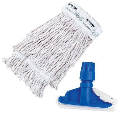 Kit 3 Ricambi Mop Cotone Professionale 400g con Fettuccia + Pinza - Made in Italy