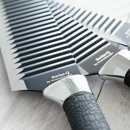 Set di Coltelli Black Shark Swiss Q Namiutsu 4 pezzi, Lame in Acciaio Inossidabile, Rivestimento Ceramico Antiaderente, Manici Ergonomici, Nero, Plastica