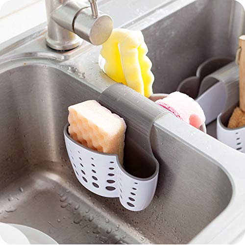 Organizer porta-spugne per lavandini, in silicone a doppio strato, con fori di drenaggio, per casa, cucina e bagno