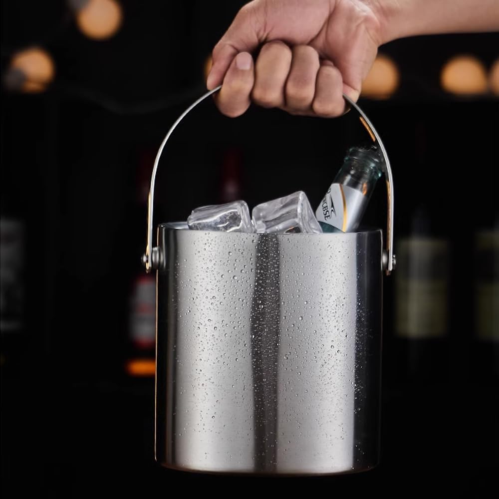 Secchiello Ghiaccio Acciaio Inox 2L - Doppia Parete con Coperchio