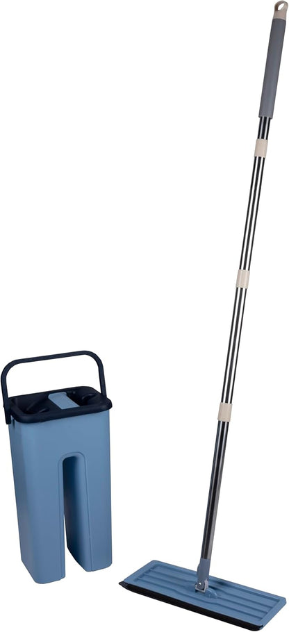 Set Mocio e Secchio con 2 Panni Microfibra - Rotazione 360°