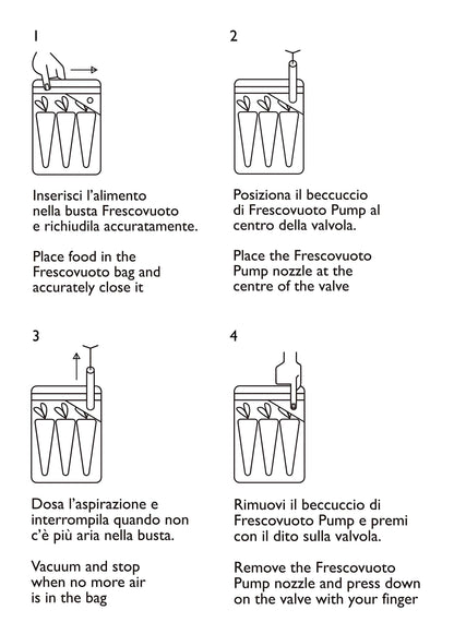 Kit per sottovuoto - 8 buste + pompetta manuale - coll. Frescovuoto