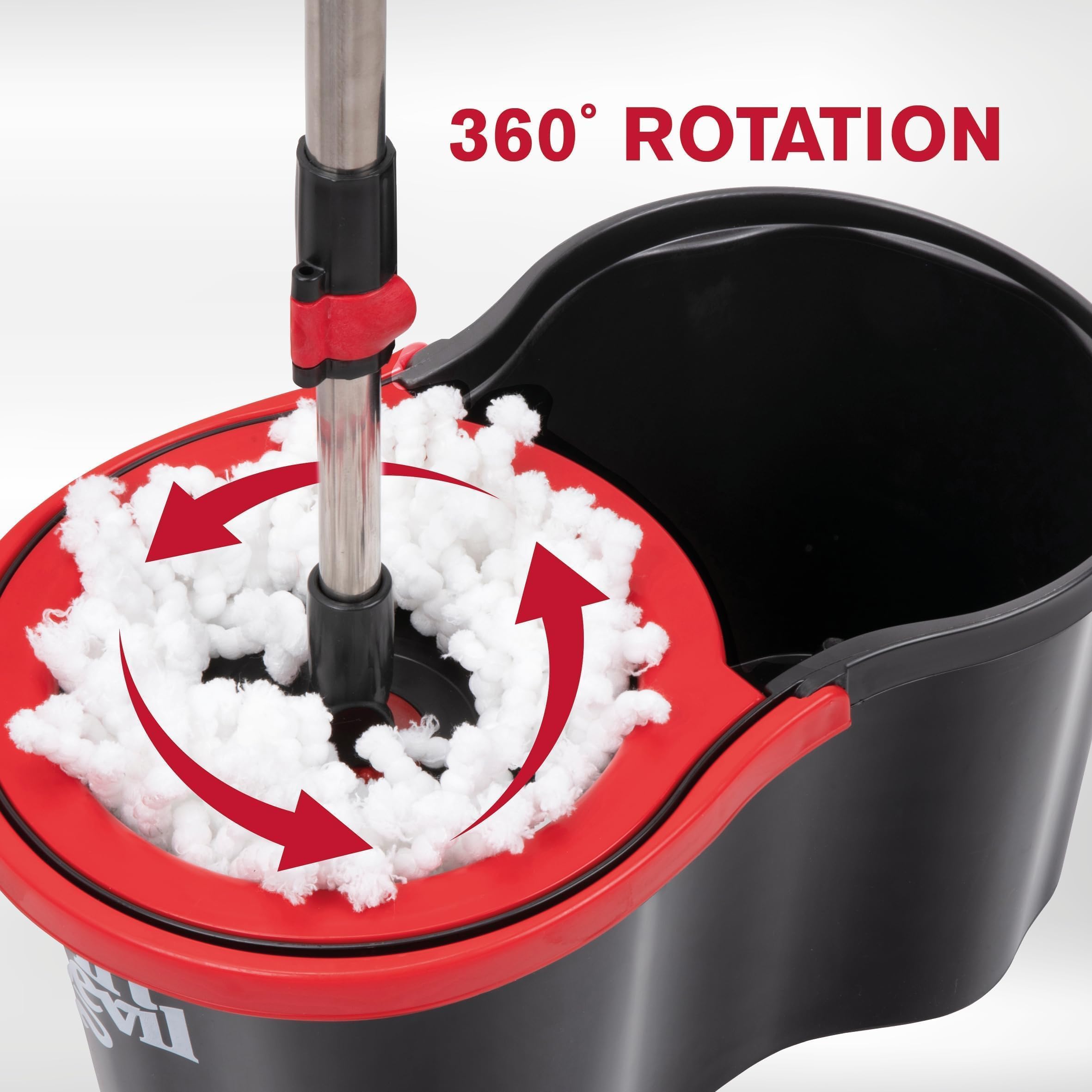 Dirt Devil Mop System with Wringer, 16L Bucket, Round Mop, Microfibre, Colour: Grey/Red