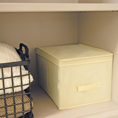 Scatola Custodia Tnt, Tessuto, Ecru, 30.0x40.0x25.0 Cm