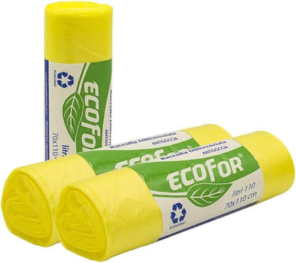 350 sacs poubelle transparents 70 x 110 cm 110 L - 35 rouleaux de 10 sacs pour la collecte sélective des déchets